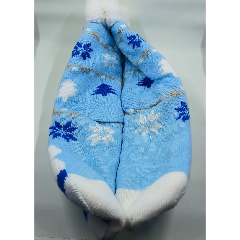 Sherpa Critter Slipper Socks One Size Blue‎ Polar Bear Non Slip Warm